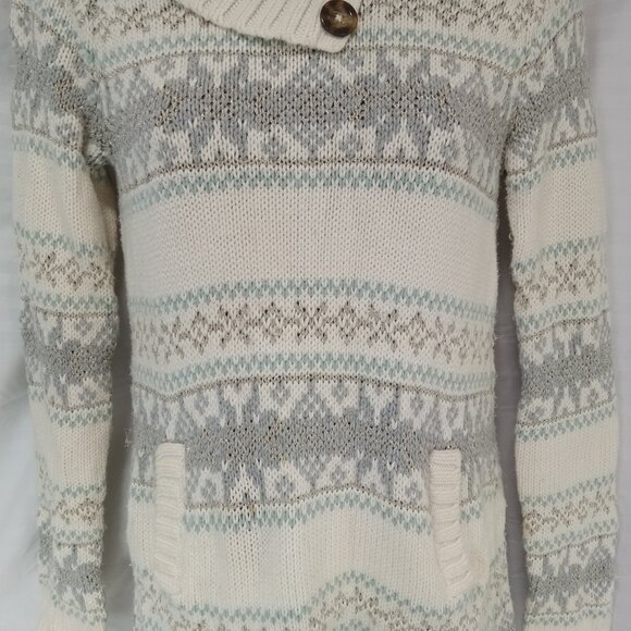 Gap Kids Size XXL 14-16 Exrta Long Knit Sweater Y2K White Silver Blue Winter - Picture 4 of 13